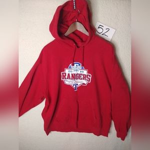 Texas Rangers 2010 World Series Sweat Shirt Red 2 XL Baseball Big Cotton